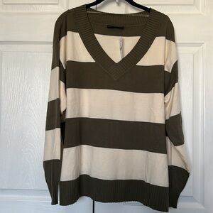 NWT Lane Bryant Striped V neck Sweater